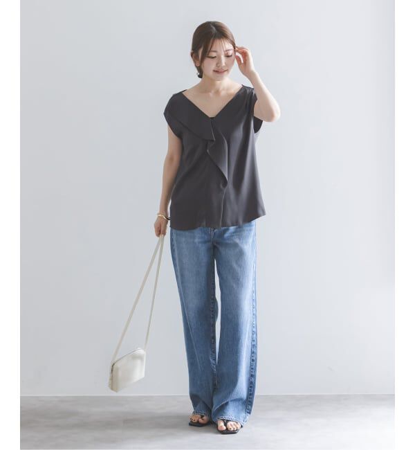 NOBLE「《WEB&一部店限定追加》【洗える】ドレープサテン2WAYブラウス」|シャツ・ブラウス|