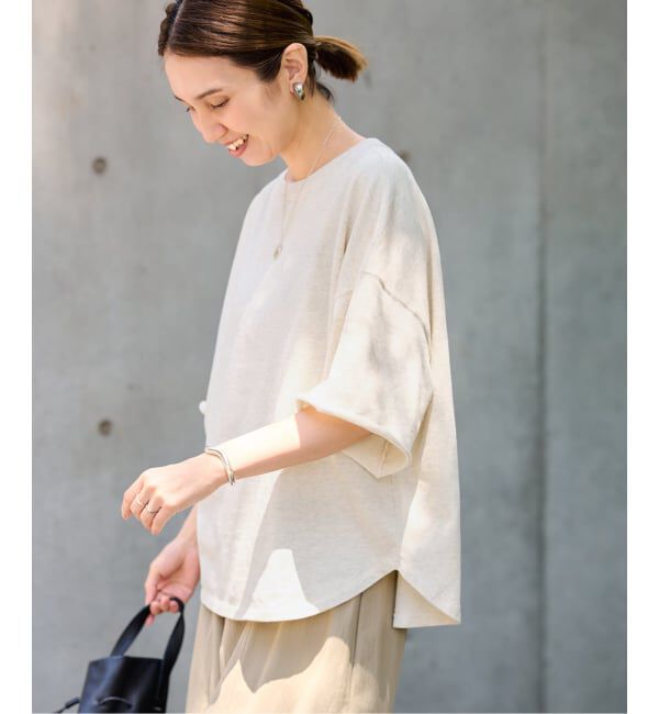 FRAMeWORK「≪WEB限定 / 追加≫ミニ裏毛ハーフスリーブラウンドTee 2」|Tシャツ・カットソー|ナチュラル