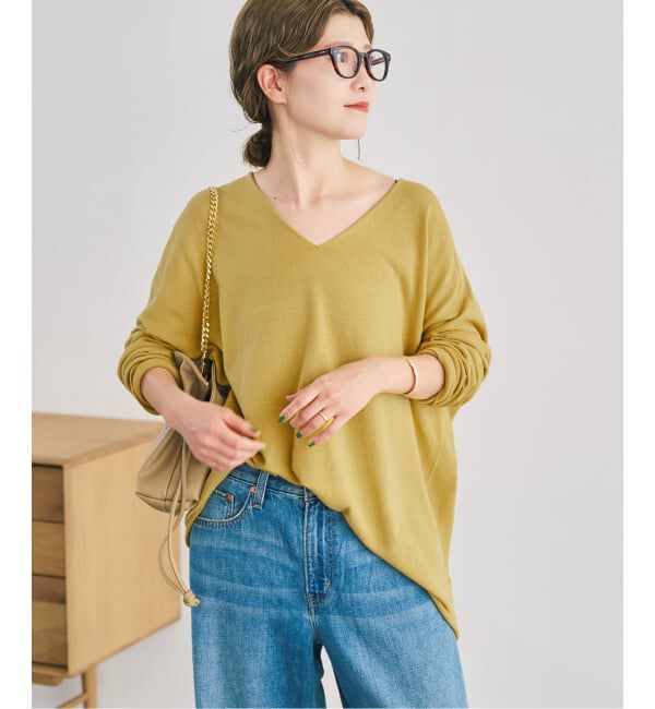 Spick and Span「《全新色 / 追加予約》コットンバルキーヤーンルーズVネックプルオーバー」|ニット・セーター|