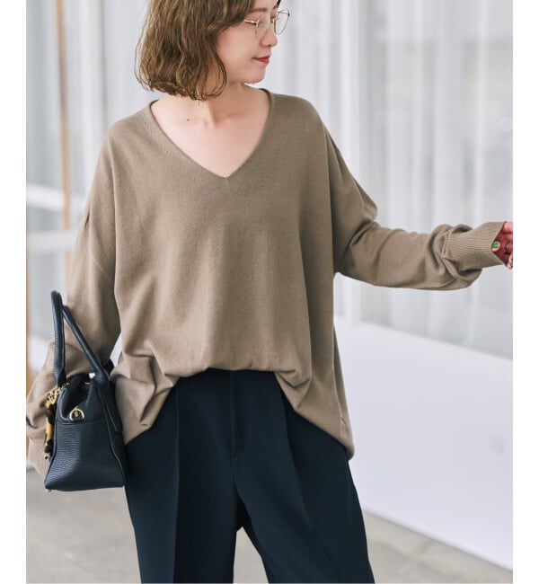 Spick and Span「《全新色 / 追加予約》コットンバルキーヤーンルーズVネックプルオーバー」|ニット・セーター|
