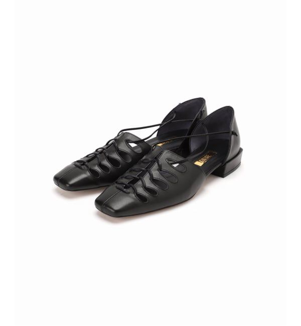 GRISE「《WEB+一部店舗限定》GRISEレザースクエアカットワークレースアップフラット」|その他|