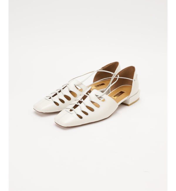 GRISE「《WEB+一部店舗限定》GRISEレザースクエアカットワークレースアップフラット」|その他|
