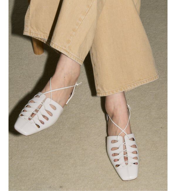 GRISE「《WEB+一部店舗限定》GRISEレザースクエアカットワークレースアップフラット」|その他|