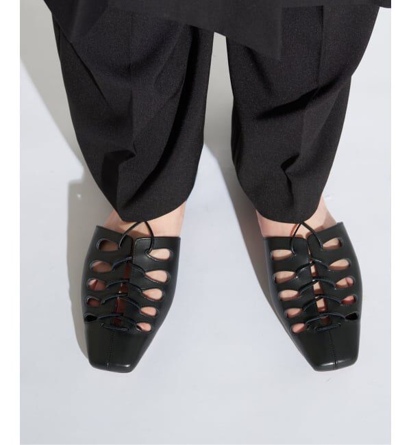 GRISE「《WEB+一部店舗限定》GRISEレザースクエアカットワークレースアップフラット」|その他|