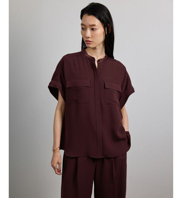 ROPE「【洗える・カセット服】バックサテンフラップブラウス/お仕事・通勤・セットアップ対応【ドラマ着用】」|シャツ・ブラウス|