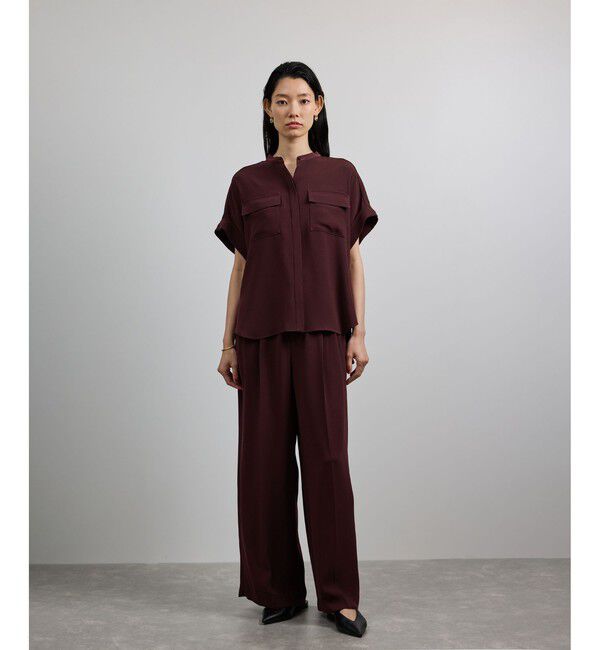 ROPE「【洗える・カセット服】バックサテンフラップブラウス/お仕事・通勤・セットアップ対応【ドラマ着用】」|シャツ・ブラウス|