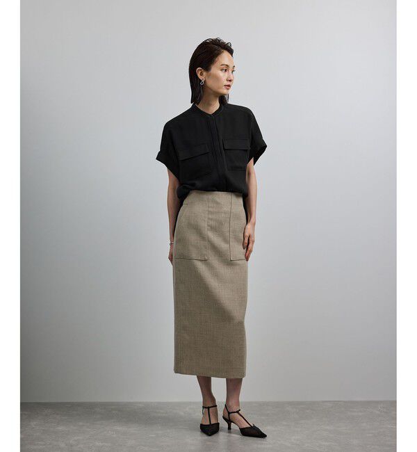 ROPE「【洗える・カセット服】バックサテンフラップブラウス/お仕事・通勤・セットアップ対応【ドラマ着用】」|シャツ・ブラウス|