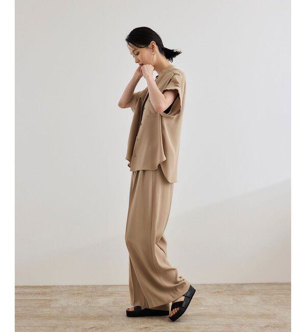 ROPE「【洗える・カセット服】バックサテンフラップブラウス/お仕事・通勤・セットアップ対応【ドラマ着用】」|シャツ・ブラウス|