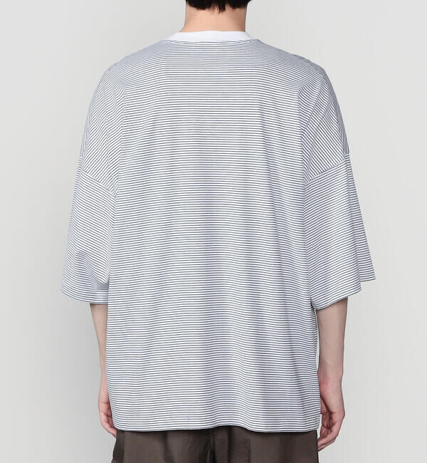 handvaerk「handvaerk | 60/2 ビッグクルーネックTシャツ STRIPE MEN」|Tシャツ・カットソー|