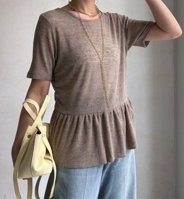  「【WEB限定】リネン混シアーワッフル裾バルーンプルオーバー」|Tシャツ・カットソー|