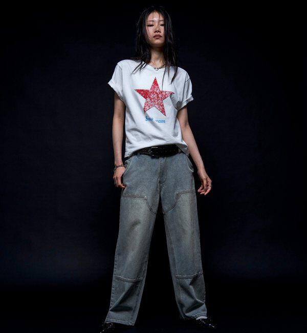  「【UNISEX】【Sourcream】ラインストーンスターグラフィックTEE」|Tシャツ・カットソー|