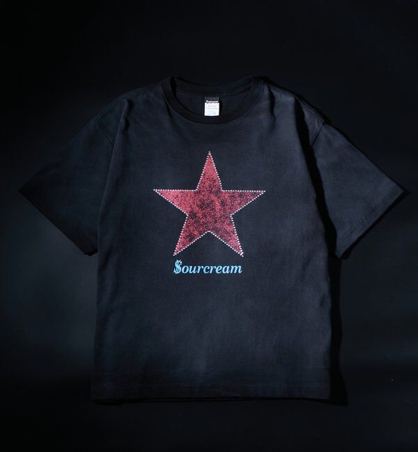  「【UNISEX】【Sourcream】ラインストーンスターグラフィックTEE」|Tシャツ・カットソー|ブラック