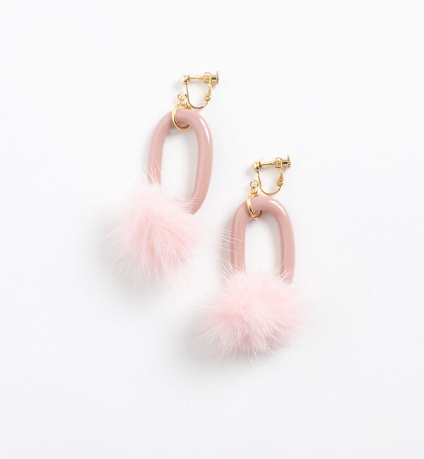 LOWELL things「●C/ミンクファー&times;アクリルイヤリング」|ピアス|ピンク