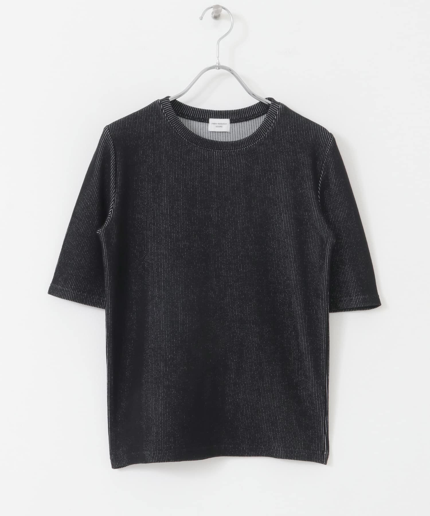 URBAN RESEARCH DOORS「配色リブ5分袖プルオーバー」|Tシャツ・カットソー|