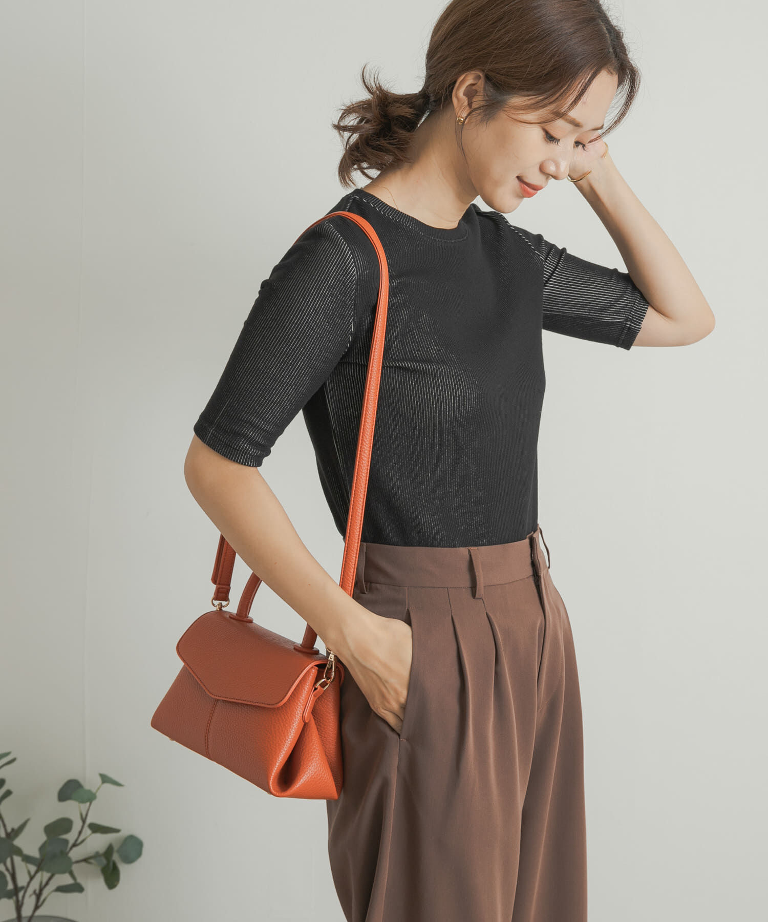 URBAN RESEARCH DOORS「配色リブ5分袖プルオーバー」|Tシャツ・カットソー|