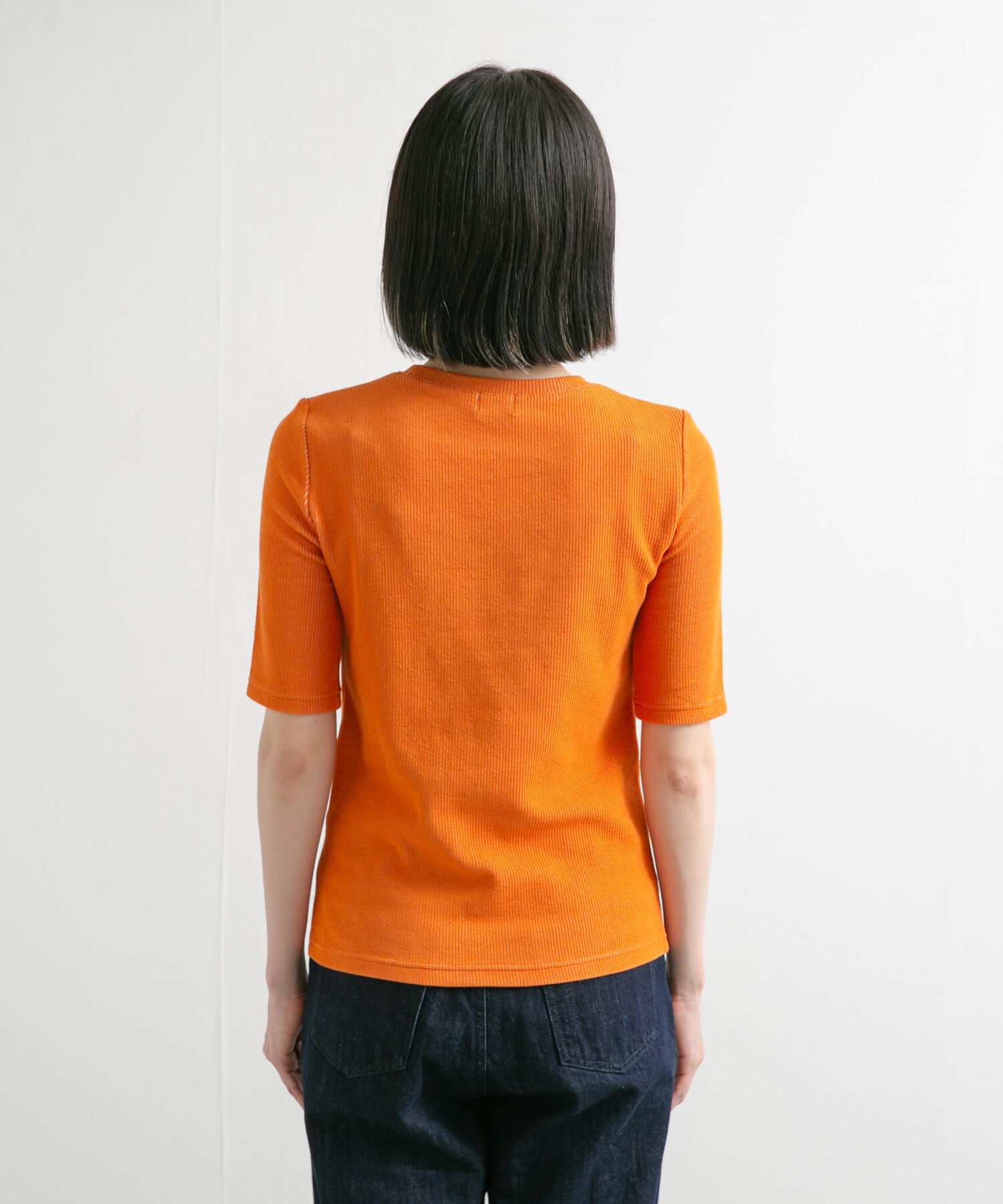 URBAN RESEARCH DOORS「配色リブ5分袖プルオーバー」|Tシャツ・カットソー|