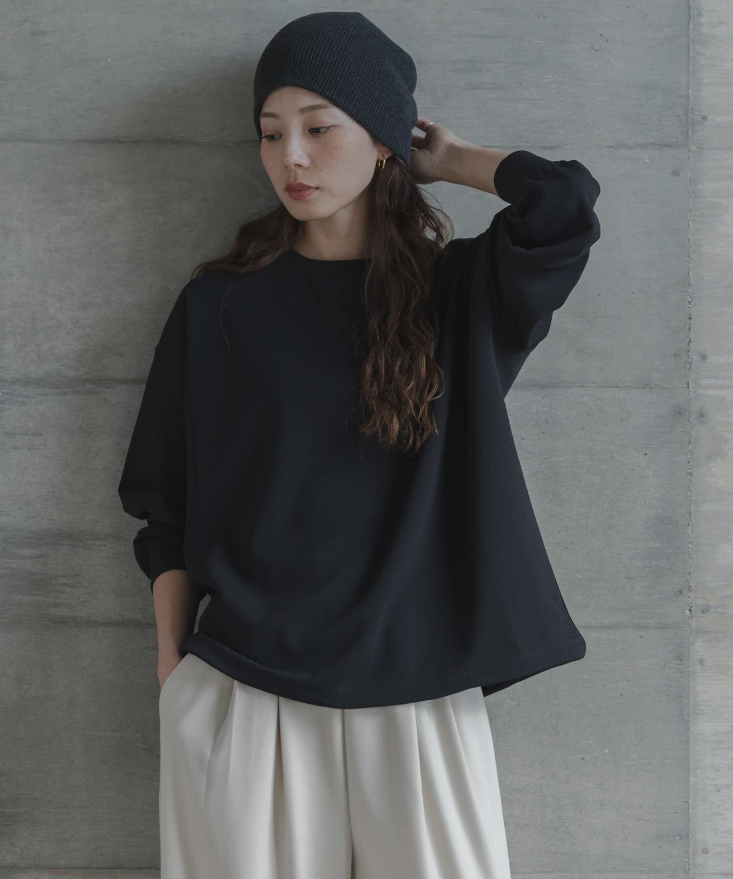 Sonny Label 「カットジョーゼットドロストプルオーバー」|Tシャツ・カットソー|ブラック