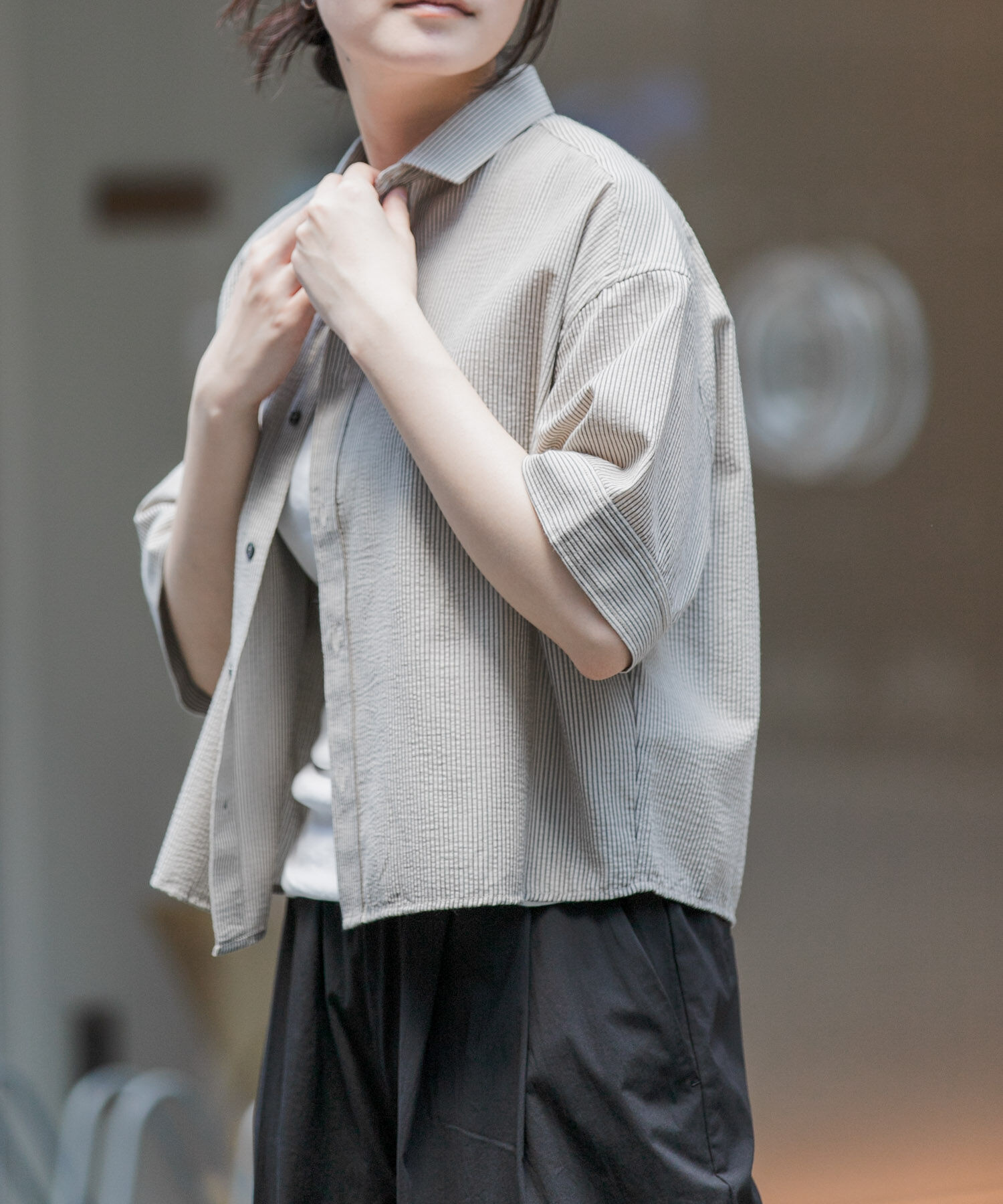 URBAN RESEARCH DOORS「FORK&SPOON　シアサッカーレギュラーカラーシャツ」|シャツ・ブラウス|