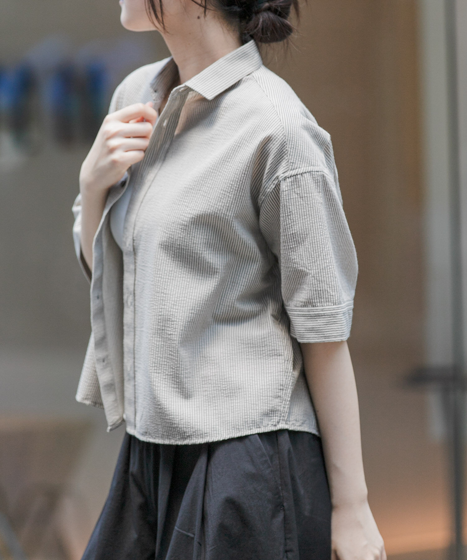 URBAN RESEARCH DOORS「FORK&SPOON　シアサッカーレギュラーカラーシャツ」|シャツ・ブラウス|
