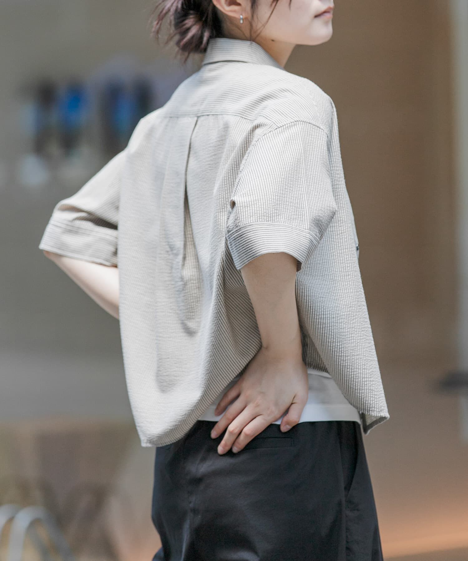 URBAN RESEARCH DOORS「FORK&SPOON　シアサッカーレギュラーカラーシャツ」|シャツ・ブラウス|