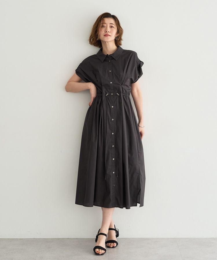 YECCA VECCA「【ORGABITS】タックシャツワンピース」|ワンピース|Charcoal Gray