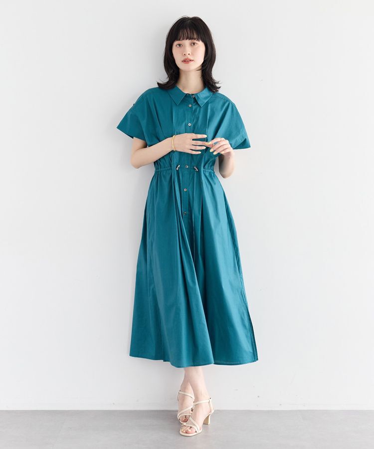 YECCA VECCA「【ORGABITS】タックシャツワンピース」|ワンピース|Blue Green