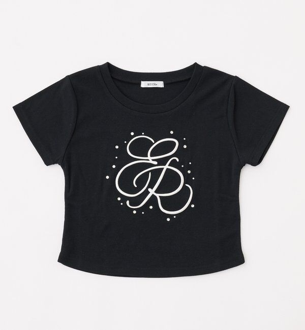  「ビジュー付きロゴ刺繍Tee」|プルオーバー|