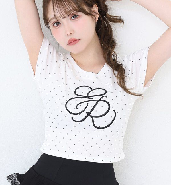  「ビジュー付きロゴ刺繍Tee」|プルオーバー|ドット