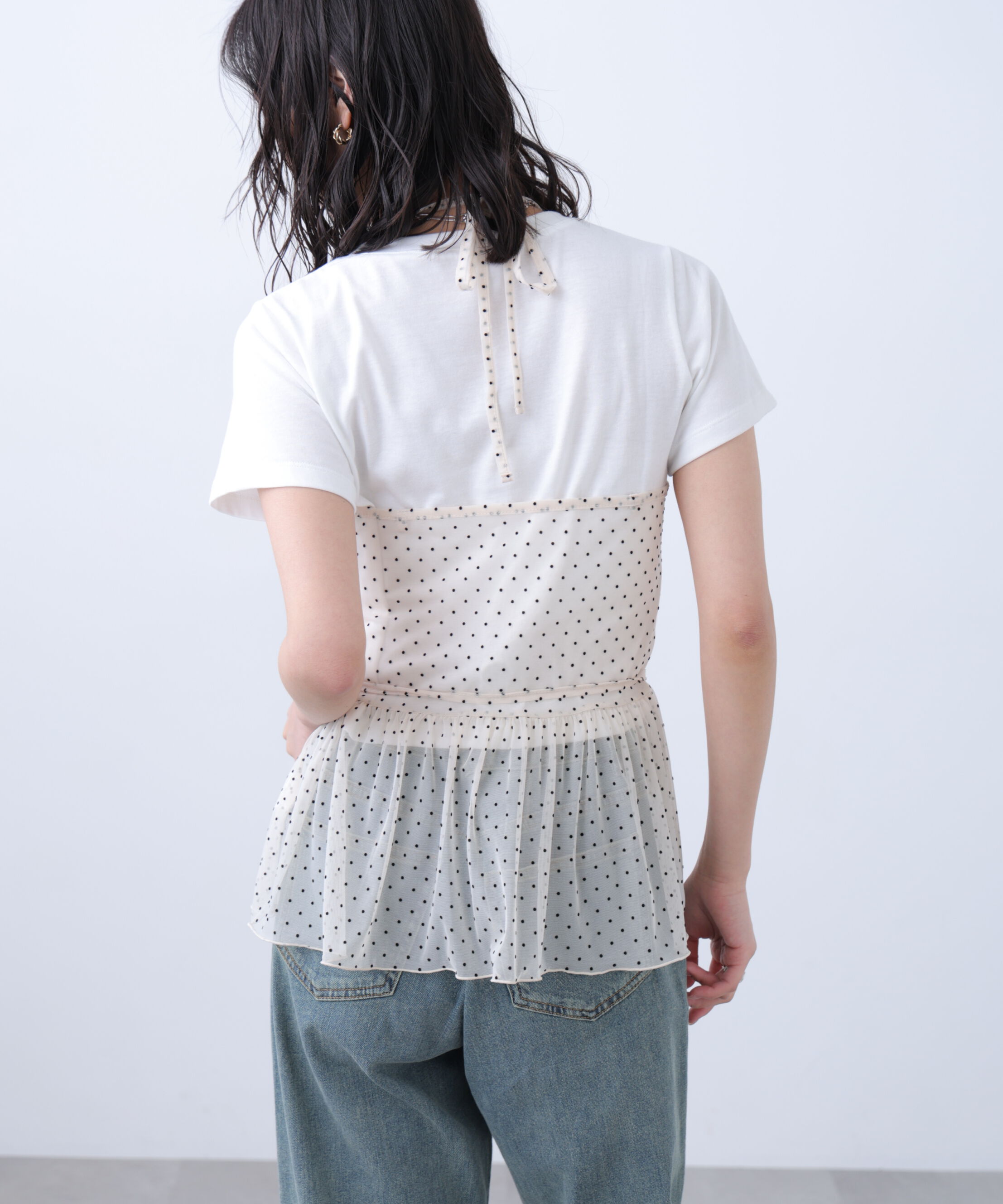  「2WAYシアードットホルターキャミ&times;半袖カットソーセット」|Tシャツ・カットソー|