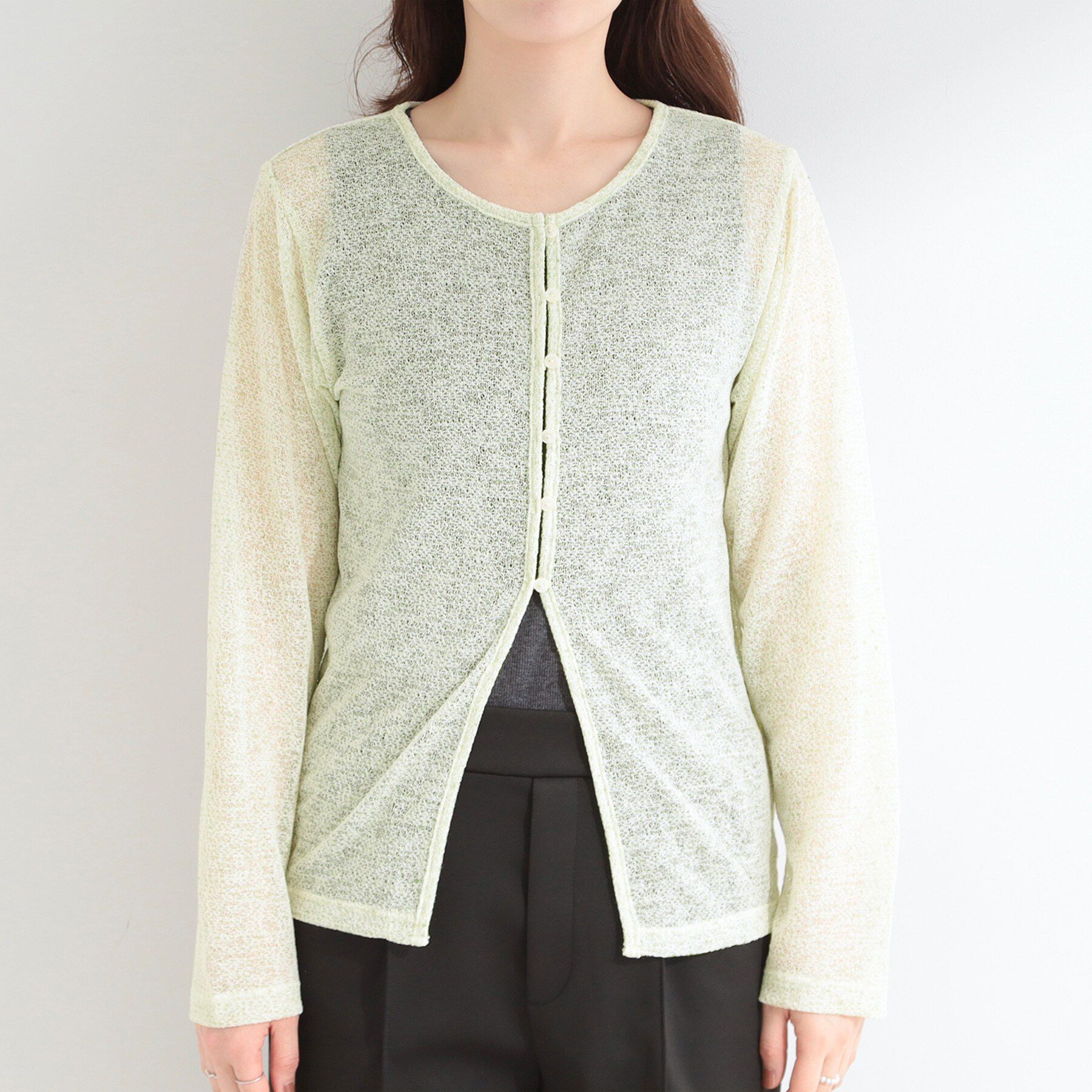 SHOO･LA･RUE「メランジ調ニットソーシアーカーディガン」|カーディガン|