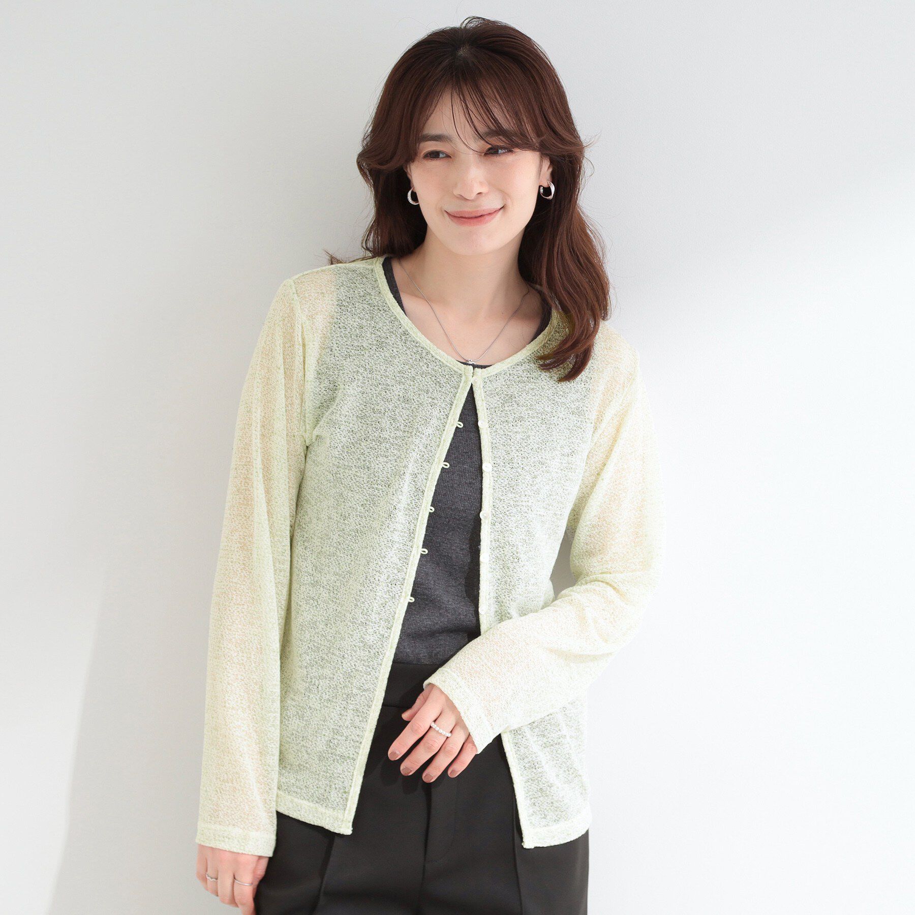 SHOO･LA･RUE「メランジ調ニットソーシアーカーディガン」|カーディガン|