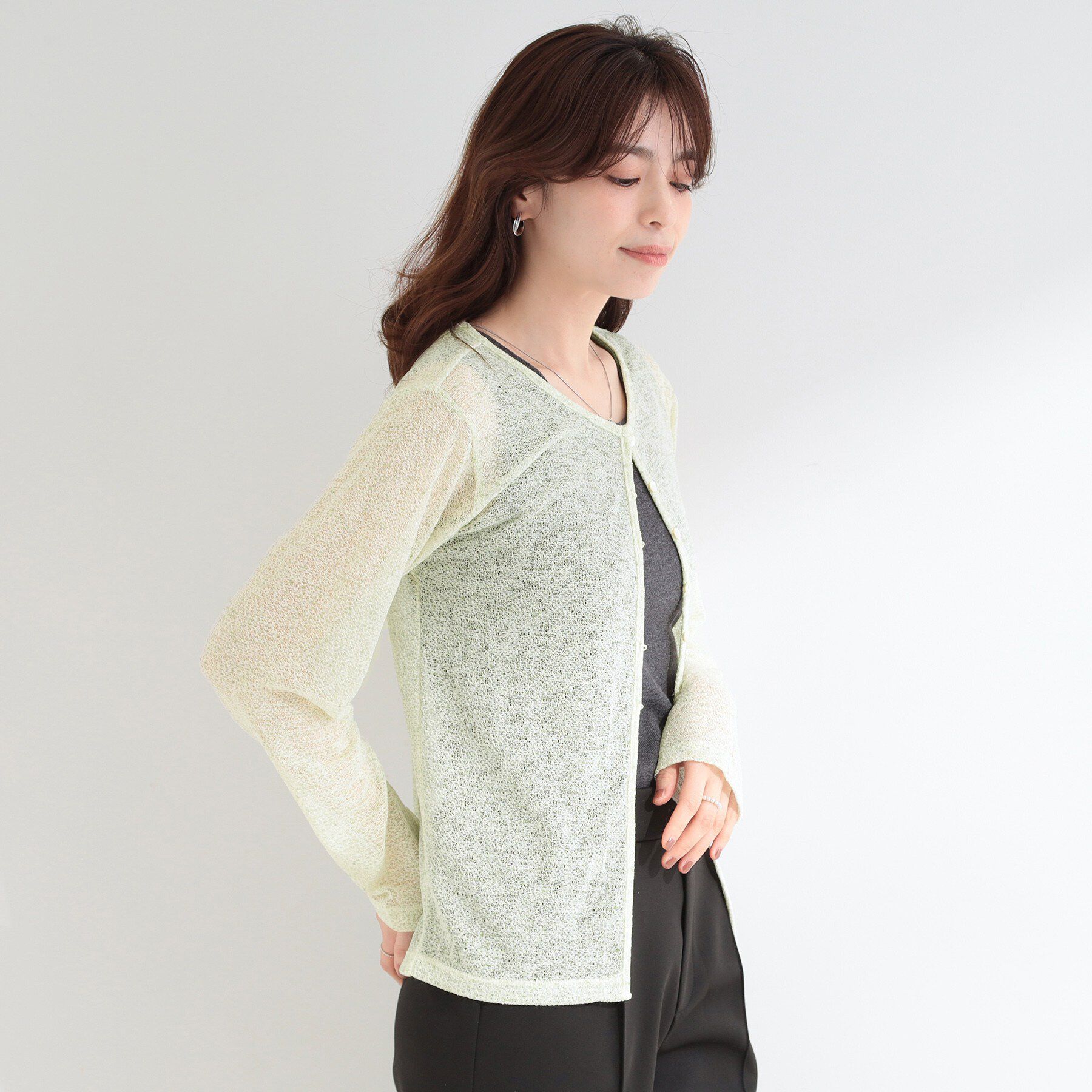 SHOO･LA･RUE「メランジ調ニットソーシアーカーディガン」|カーディガン|