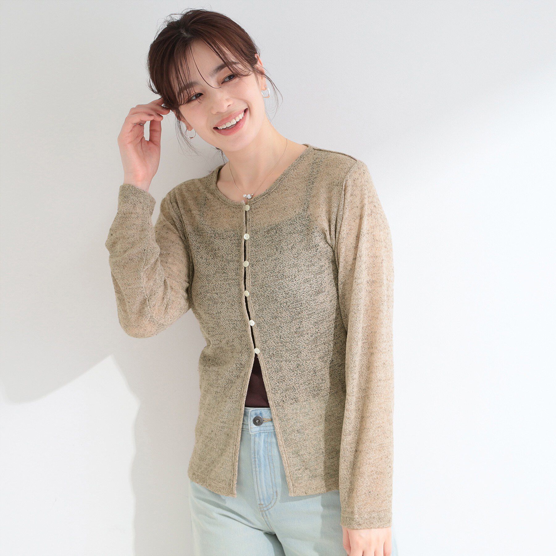 SHOO･LA･RUE「メランジ調ニットソーシアーカーディガン」|カーディガン|