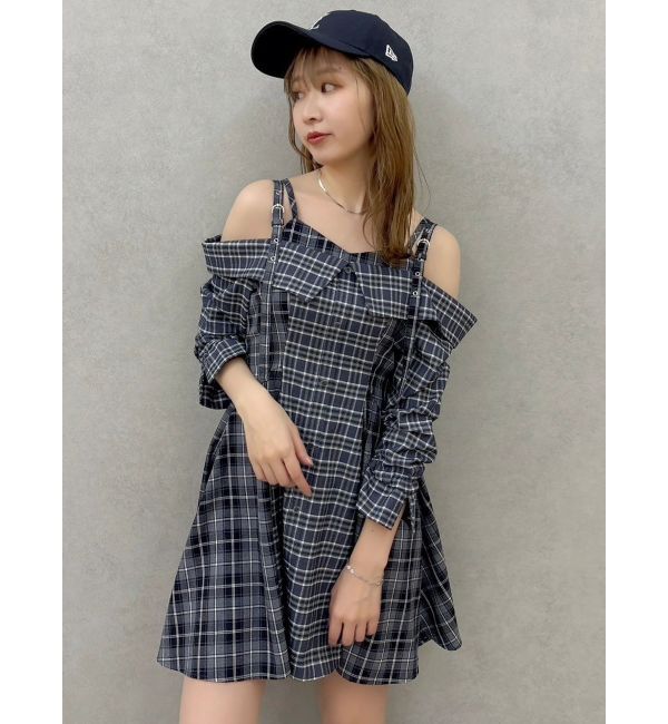 dazzlin「レイヤードイレヘムシャツワンピース」|ワンピース|ネイビー