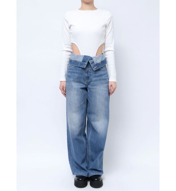 EVRIS「ウエストフラップワイドデニムパンツ」|デニム|