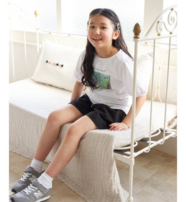 ikka kids「【親子おそろい】ボリュームパフ袖プリントTシャツ（120~160cm）」|Tシャツ・カットソー|