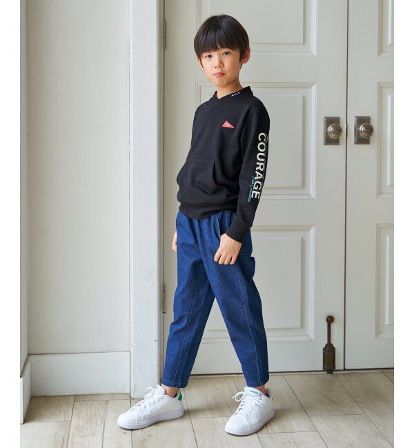 ikka kids「ロープ襟ポケ付き袖ロゴトレーナー（120~160cm）」|Tシャツ・カットソー|