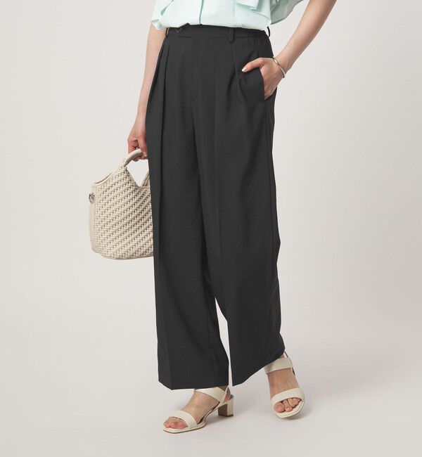 UNITED ARROWS green label relaxing「［size SHORT/TALLあり］2タック ワイド パンツ UVカット 接触冷感 吸水速乾」|その他|BLACK