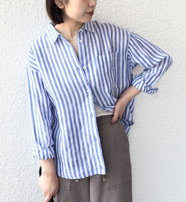 SHIPS Colors 「SHIPS Colors:〈洗濯機可能〉ユーロリネン (EURO Linen) 2WAY ロングスリーブ シャツ◇」|シャツ・ブラウス|