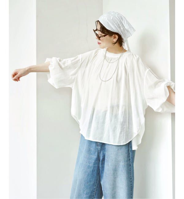 journal standard luxe「ハイツイストガーゼ ギャザーブラウス」|シャツ・ブラウス|ホワイト