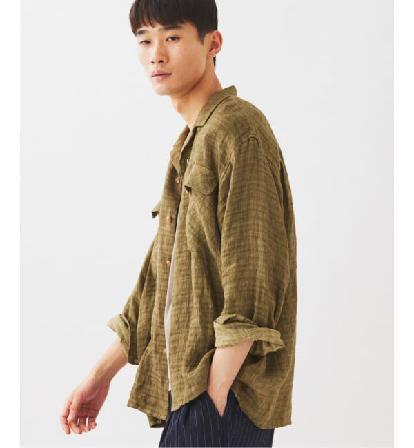 JOURNAL STANDARD relume「リネン ドビー フェードプリント シャツ」|シャツ・ブラウス|カーキ