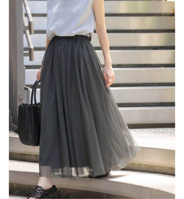 JOURNAL STANDARD relume「《WEB限定追加予約》ウォッシャブルチュールイージースカート」|スカート|グレー