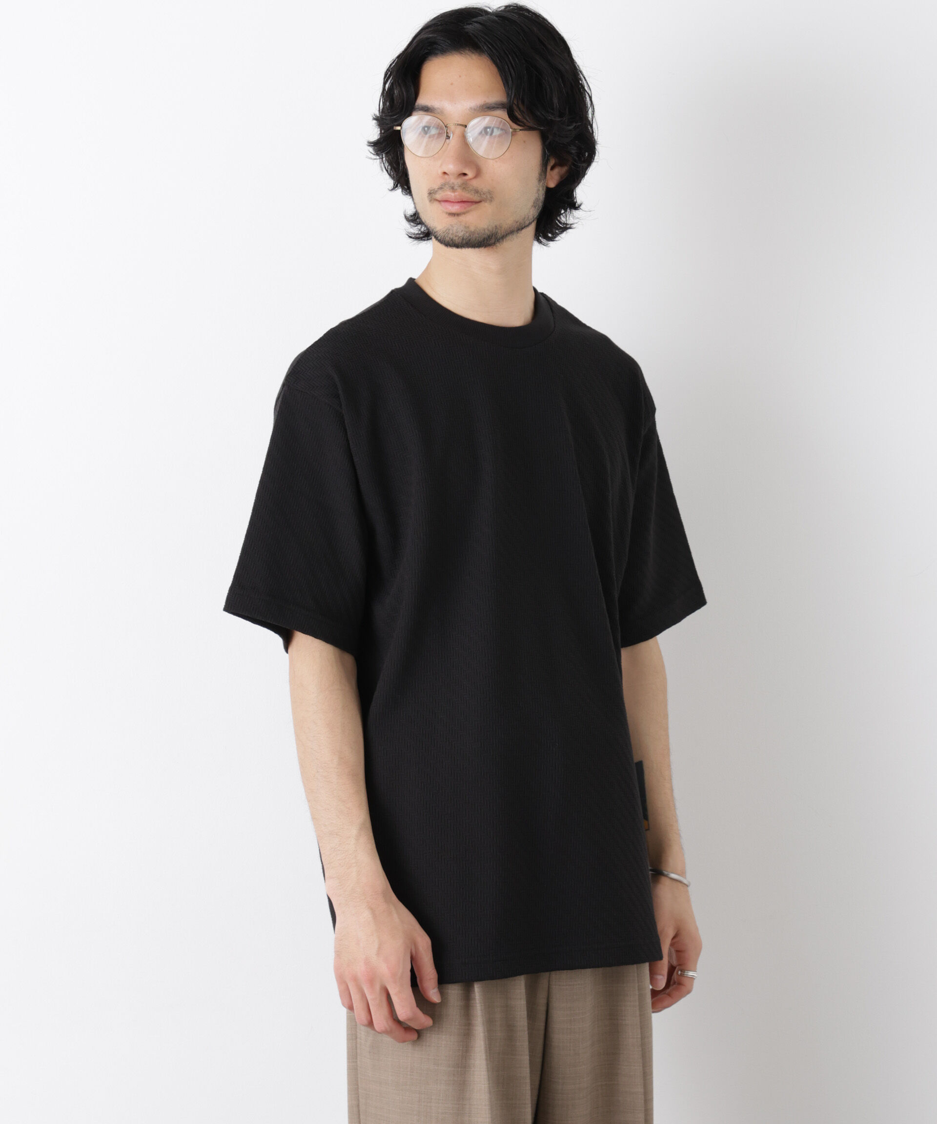 nano･universe「リンクスジャガードスリーブTシャツ」|Tシャツ・カットソー|