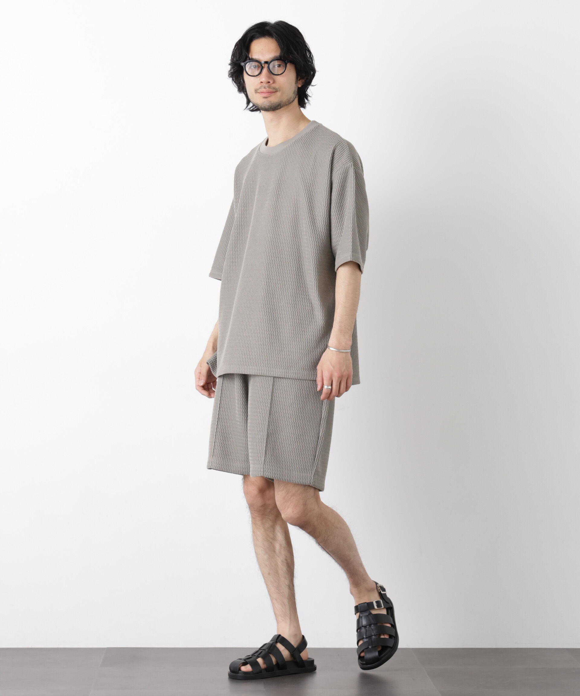 nano･universe「ジャガードニットソーショートパンツ（セットアップ可）」|チノ|