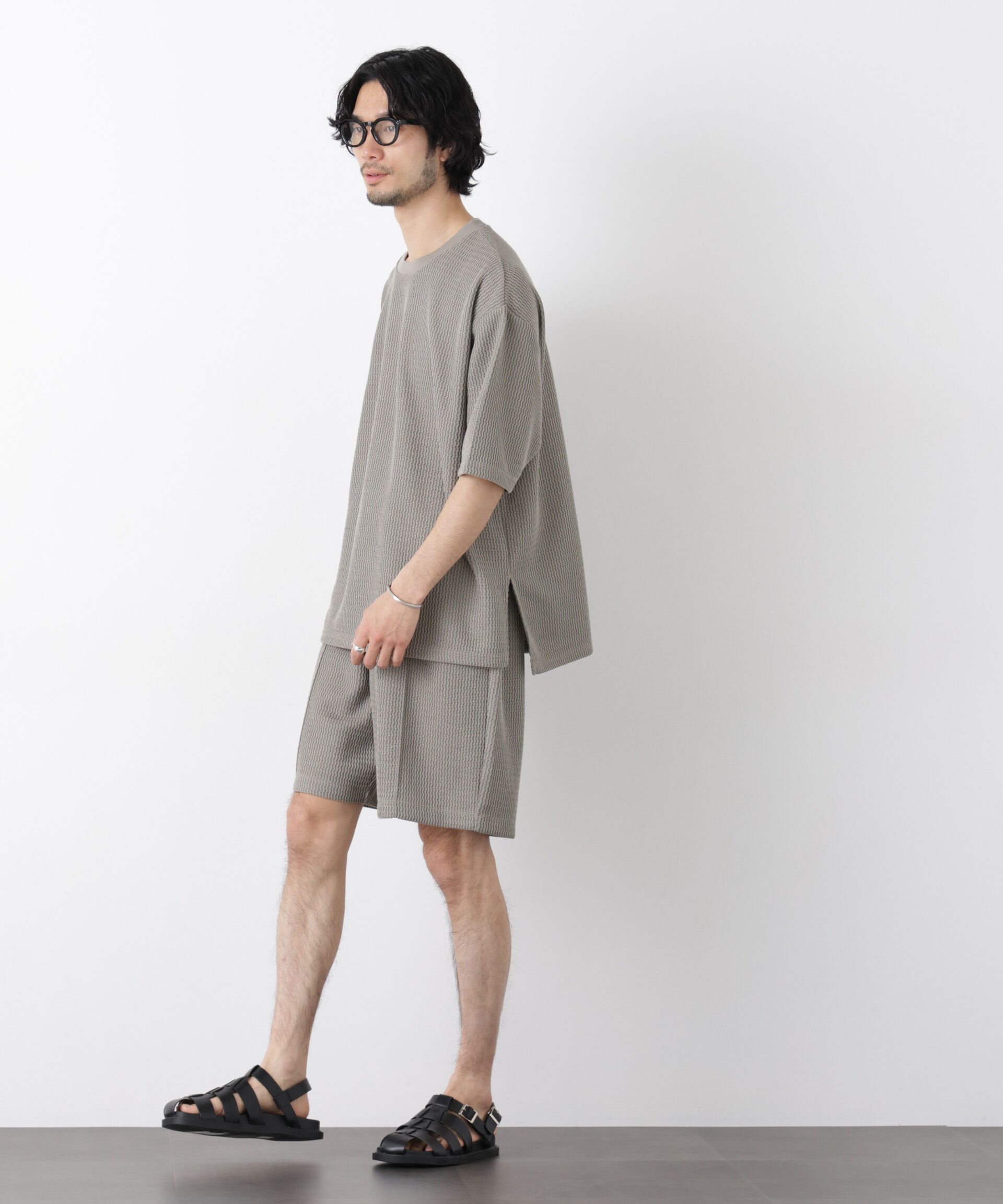 nano･universe「ジャガードニットソーショートパンツ（セットアップ可）」|チノ|
