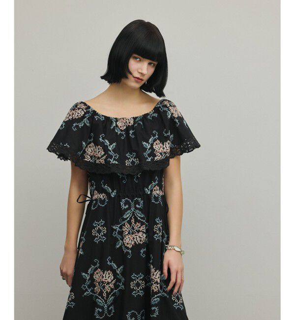 GRACE CONTINENTAL「レースコンビクロスステッチワンピース」|ワンピース|