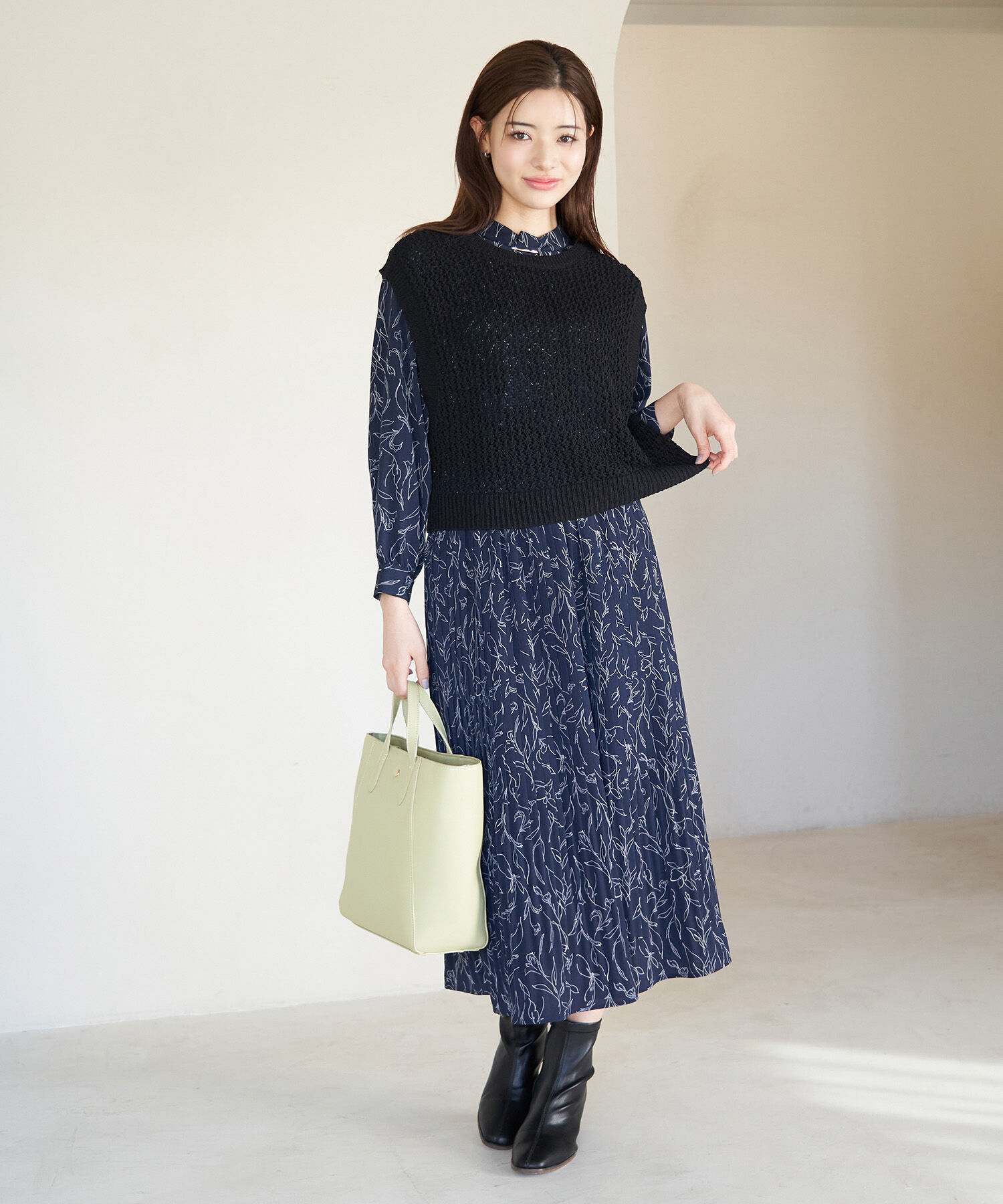 ROPE PICNIC PASSAGE「【ご好評につき追加生産・新色追加】透かし編みレイヤードベスト」|ベスト・ジレ|