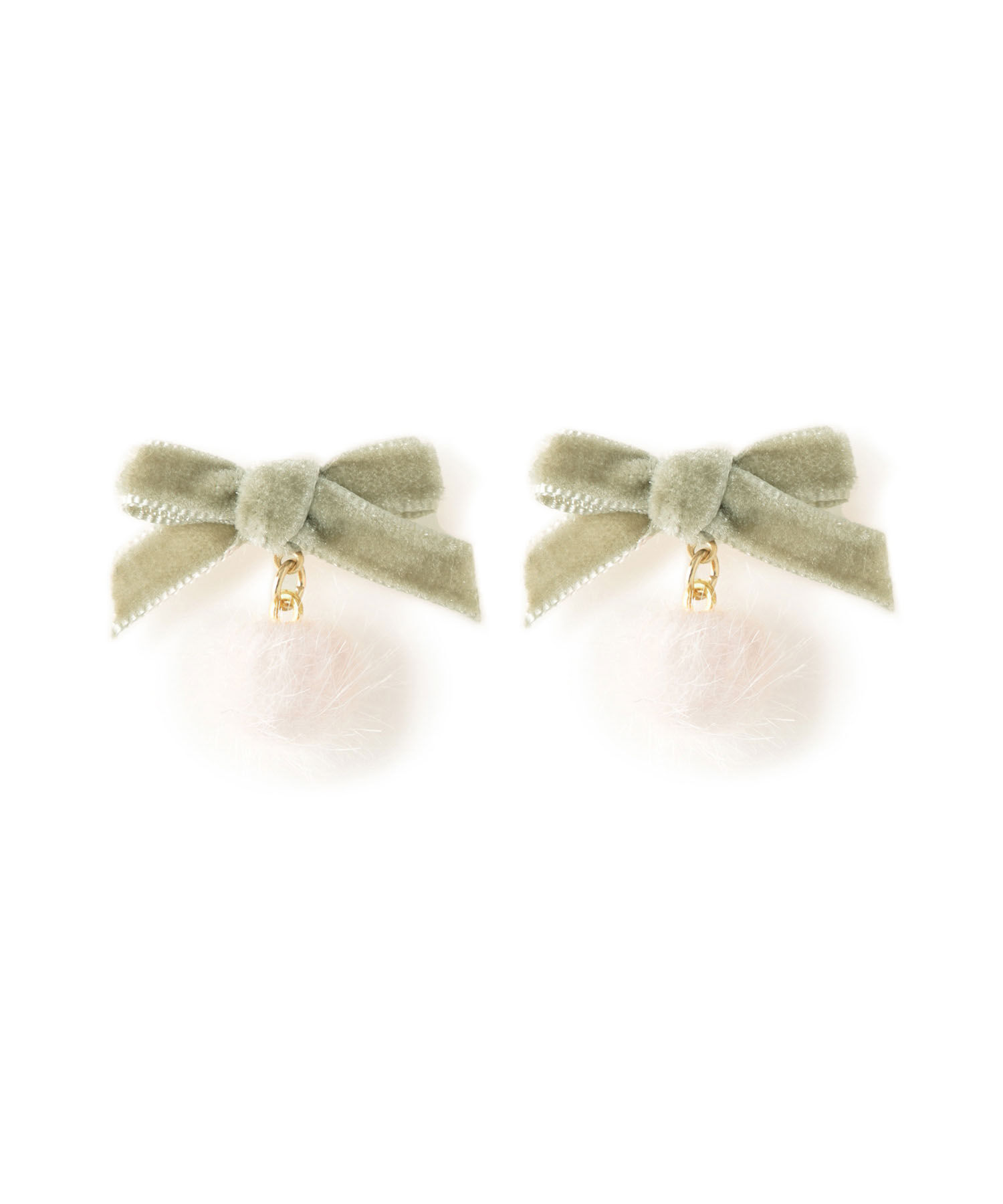 ROPE PICNIC PASSAGE「ベルベットリボン&times;シャギーボールプチピアス」|ピアス|