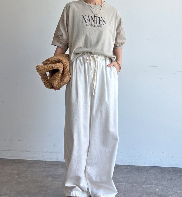  「【WEB限定】異素材切替ワイドロゴTEE」|Tシャツ・カットソー|