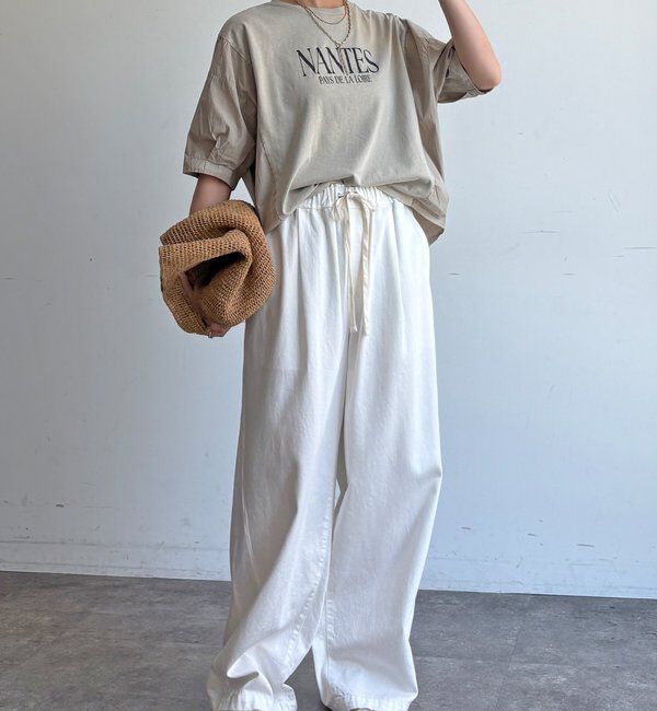  「【WEB限定】異素材切替ワイドロゴTEE」|Tシャツ・カットソー|